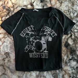 Bershka Graphic Design Crop Top